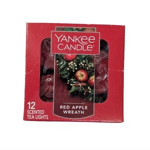 NIB Yankee Tea Light Candle 12 Pack Red Apple Wreath